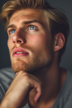 手托着下巴的欧美帅哥图片